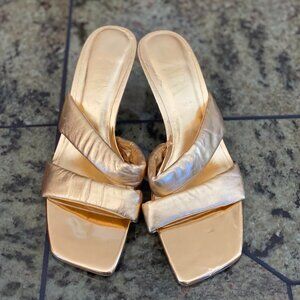 ZARA Gold Padded Strap Heeled Mules – Size 40 (Never Worn)